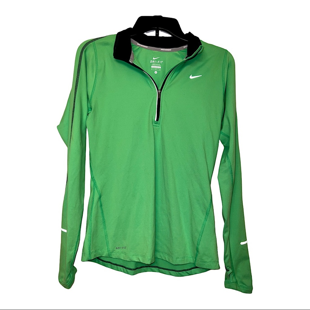 Nike dri fit green quarter zip running pullover